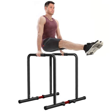 OUNUO Adjustable Dip Bar- Dip Station Portable Functional Fitness Bar with Safety Connector ...