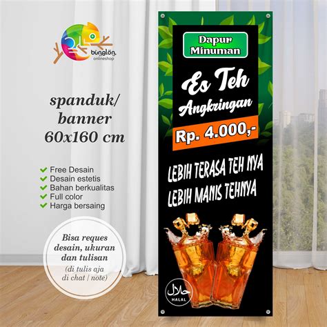 Size 60x160 Spanduk Banner Es Teh, Teh Jumbo, Teh Poci, Teh Biasa | Lazada Indonesia