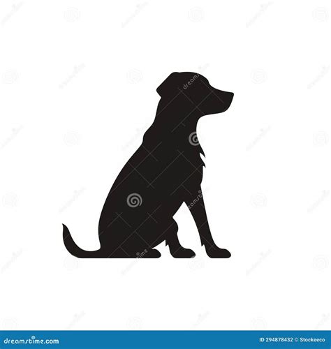 Simplistic Silhouette of Dog Sitting Down Stock Illustration ...