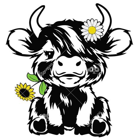 Highland Cow Sunflower Svg Cute Cow Happy Mothers Day Svg - Etsy