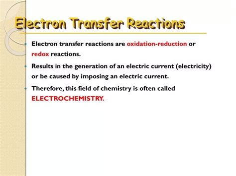 PPT - Electron Transfer Reactions PowerPoint Presentation, free ...