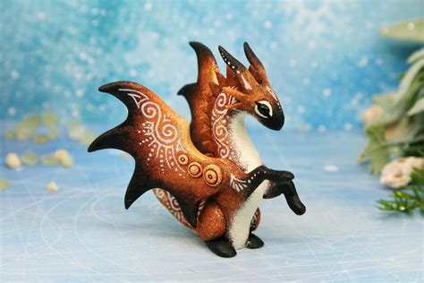 Dragon Figurine Cute Polymer Clay Dragon Sculpture | Etsy