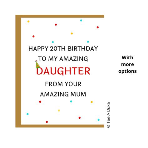 20th Birthday Card for Daughter Daughter 20th Birthday Card | Etsy