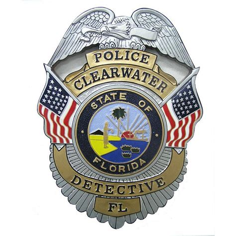 State of Florida Clearwater Police Detective Badge Plaque