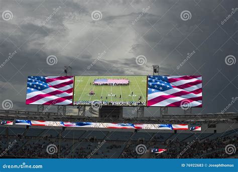 American National Anthem Performance on Huge Screen before NFL Game ...