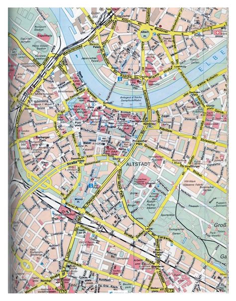 Large detailed streets map of central part of Dresden city | Dresden ...