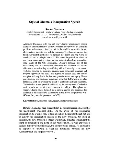 (PDF) Style of Obama’s Inauguration Speech