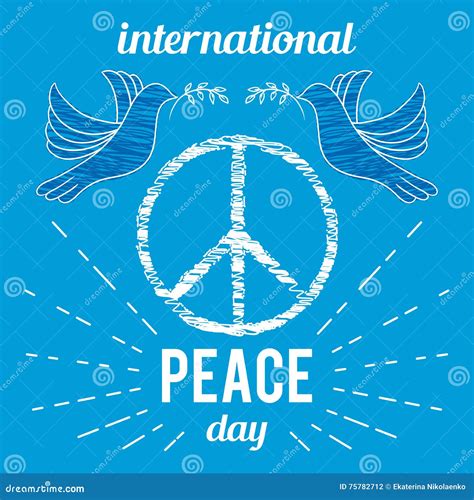 International Peace Day. Poster with Peace Symbol and Dove Stock Vector - Illustration of ...