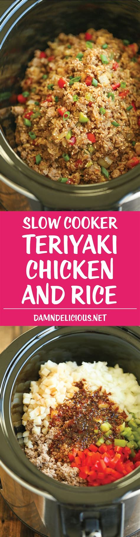 Slow Cooker Teriyaki Chicken and Rice - Damn Delicious | Recipe | Slow ...