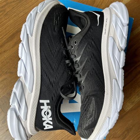 Hoka One One Men's Black and White Trainers | Depop