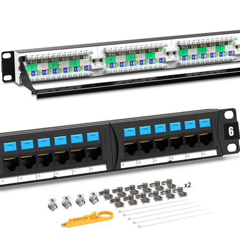 AMPCOM Detachable Series CAT6 24 Ports Patch Panel, Rack Mount 1U, 19 ...