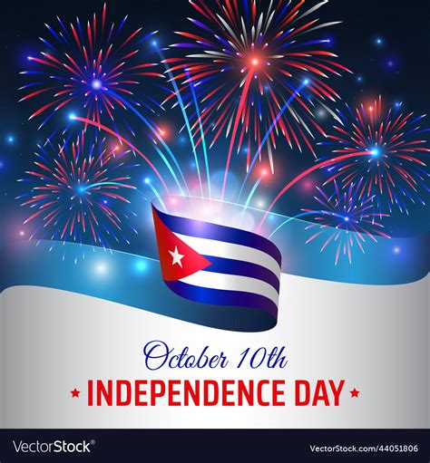 October 10 independence day cuba wavy cuban flag Vector Image