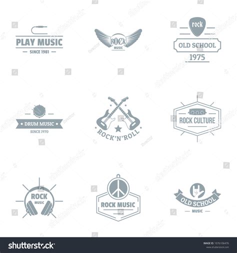 Rock Music Logo Set Simple Set Stock Vector (Royalty Free) 1076106476 ...