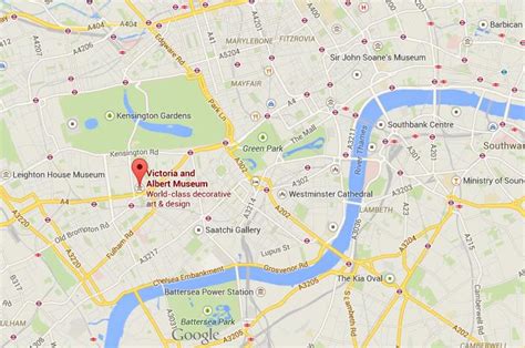 Where is Victoria and Albert Museum on map of London