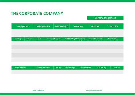 Earning Statement Pay Stub Template in Microsoft Word, Excel | Template.net