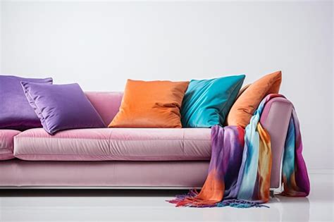 Premium AI Image | a couch with a bunch of colorful pillows on it