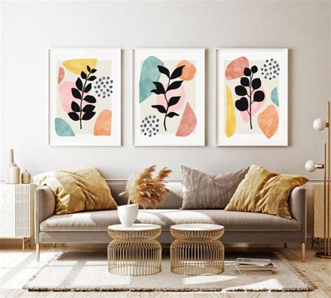 Abstract Botanical Prints Set of 3 Printable Wall Art - Etsy