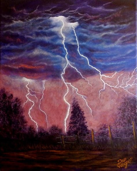 Lightning And Thunder Storm Painting by Dan Wagner