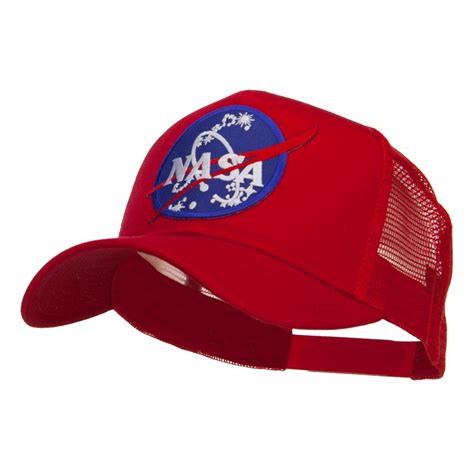 Lunar Landing NASA Patched Mesh Back Cap - Red - CC11ND5BJDX | Nasa patch, Hats for men, Cap