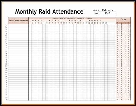 Monthly Attendance Sheet Template Excel Templates | Hot Sex Picture