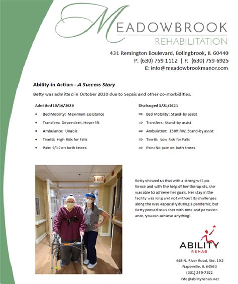 Success Stories | Meadowbrook Rehabilitation