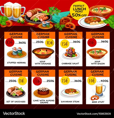 Menu price cards of german cuisine Royalty Free Vector Image