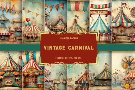 Vintage Carnival Digital Papers | Nostalgic Fairground