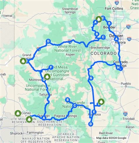 Best of Colorado Road Trip including 4 National Parks - Google My Maps