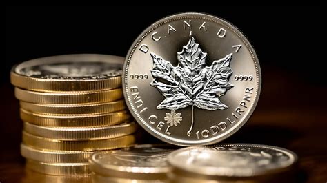 Premium AI Image | A silver coin with a maple leaf on it