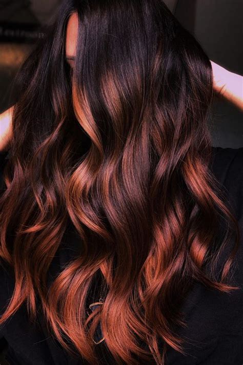 Balayage Hair Copper, Hair Color Balayage, Hair Highlights, Dark Red Balayage, Red Balyage, Dark ...