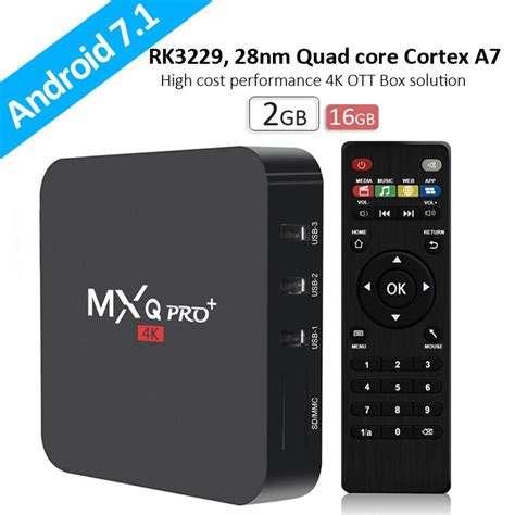 MXQ PRO Android Tv Box Rockchip RK3329 Android 7.1 TV BOX 2G 16G WiFi 4K Addons18.0 Loaded Set ...