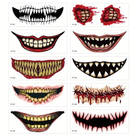 Dropship 10 Pcs, Halloween Prank Makeup Temporary Tattoo, Halloween ...