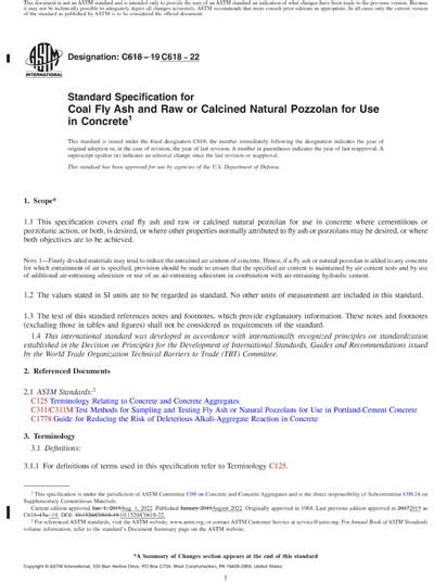 ASTM C618-22 Red - Standard Specification for Coal Fly Ash and Raw or Calcined Natural Pozzolan ...