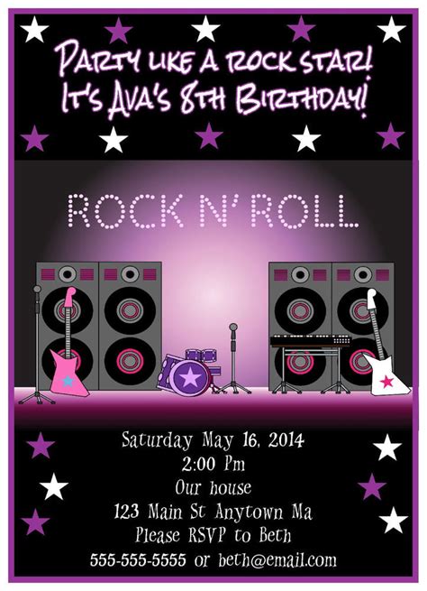 Rock Star Birthday Party Invitations - Drevio : Free And Printable ...