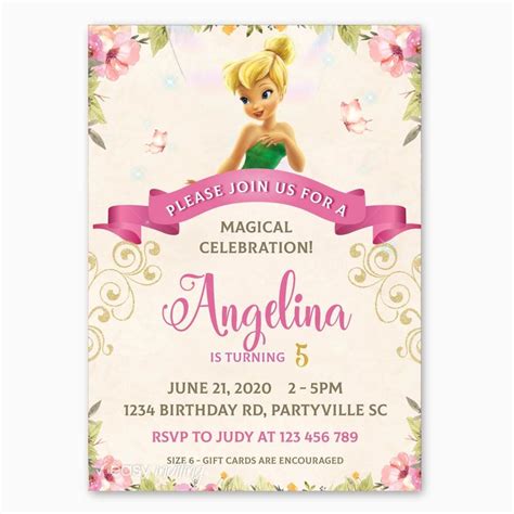 Tinkerbell Birthday Invitation | Tinkerbell invitations, Birthday invitations, Birthday ...