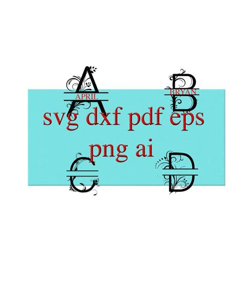 Full Alphabet Split Monograms Svg Dxf Pdf Eps Png for Cricut - Etsy ...