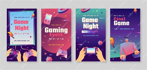 Premium Vector | Gradient gaming instagram stories collection