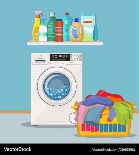 Laundry room with washing machine Royalty Free Vector Image