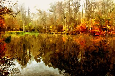 Autumn lake 2 Painting by Jeelan Clark - Fine Art America