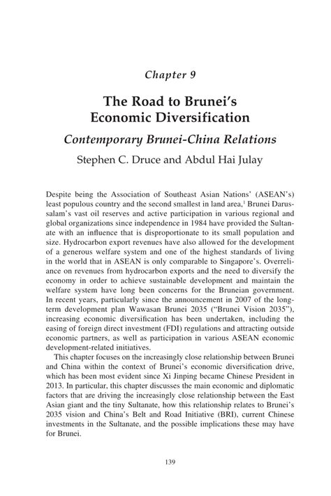 (PDF) The Road to Brunei’s Economic Diversification: Contemporary Brunei-China Relations