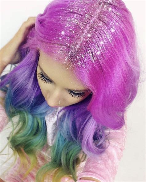 Pin by My Info on Colorful hair | Glitter hair, Beautiful hair, Rainbow ...