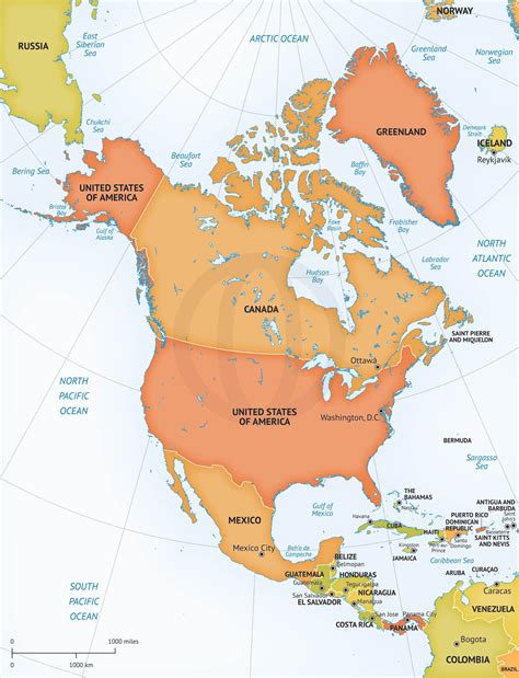 Vector Map of North America Continent | One Stop Map | North america ...