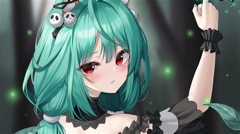 Red Eyes Green Hair Anime Girl HD Anime Girl Wallpapers | HD Wallpapers ...