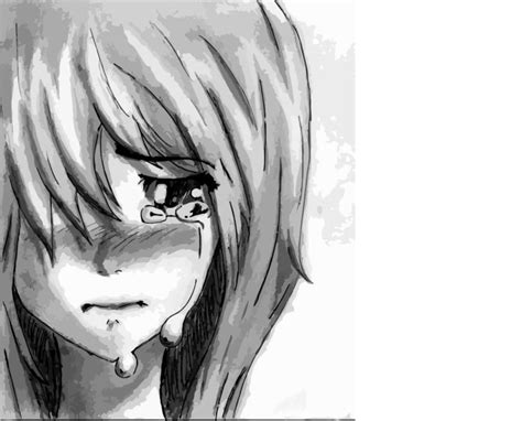 Sad Anime Girl Crying Photo Drawing - Drawing Skill