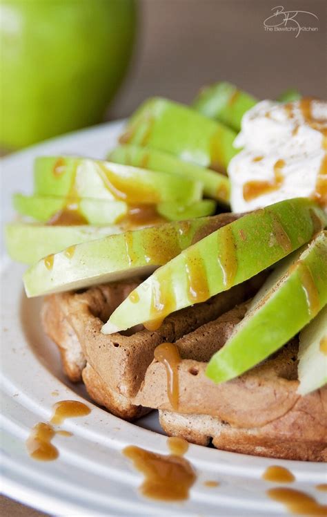 Caramel Apple Waffles {Eggless} - The Bewitchin' Kitchen