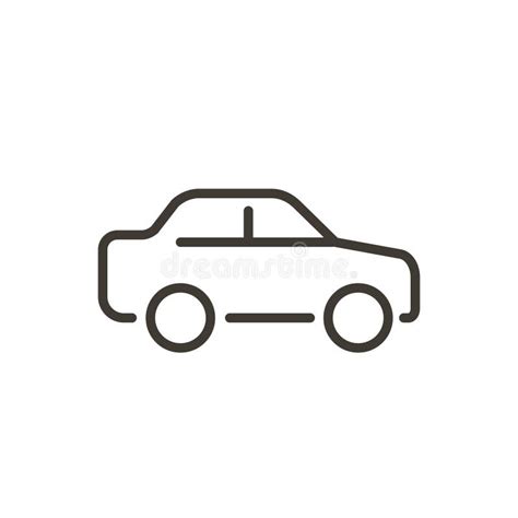 Side View of a Car. Vector Thin Line Icon Stock Vector - Illustration ...