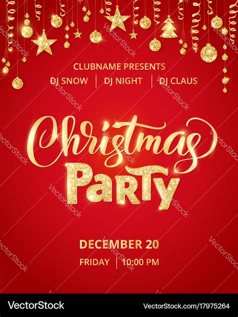 Christmas party poster template hand written Vector Image