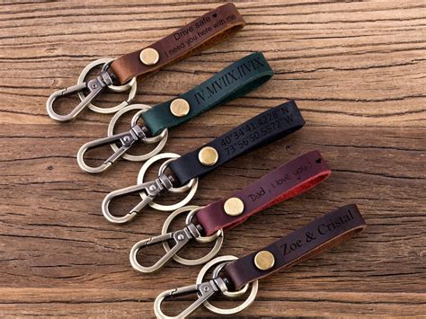 Custom Leather Keychain Personalized name leather keychain | Etsy