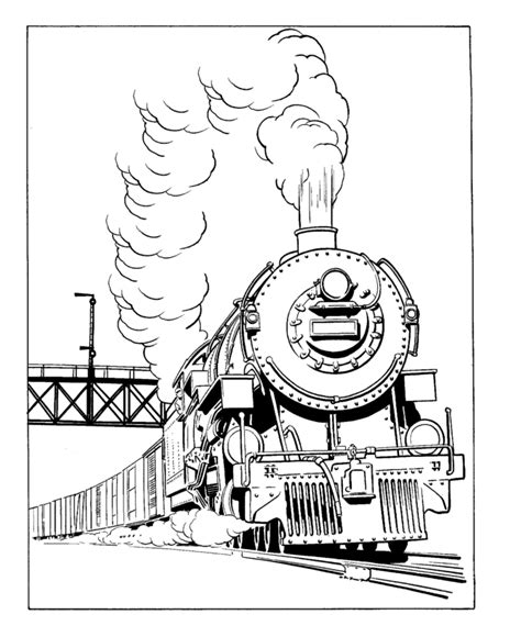 Train and Rail Coloring sheet - Steam locomotive Coloring | BlueBonkers Coloring Page Sheets