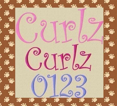 Curlz Machine Embroidery Font Alphabet in 6 Sizes